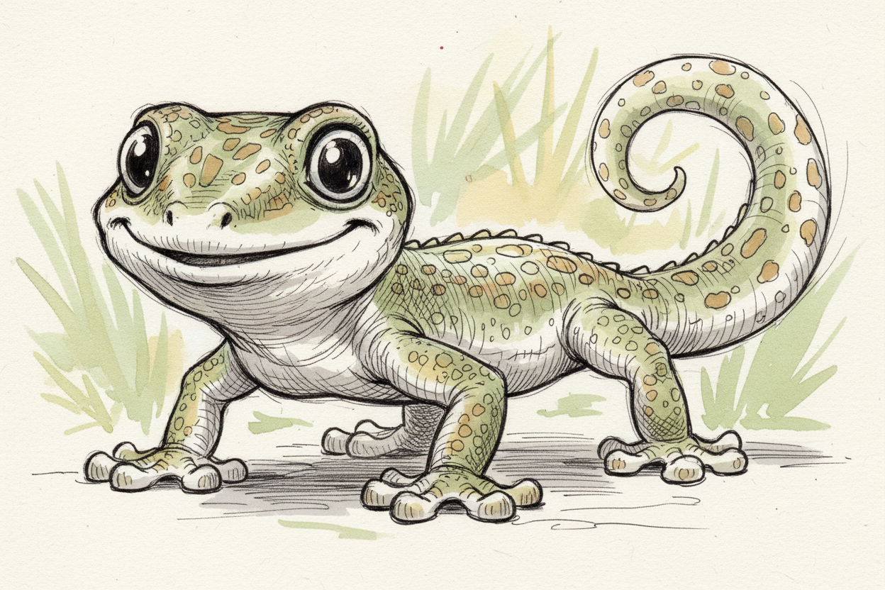 einen gezeichneten gecko 